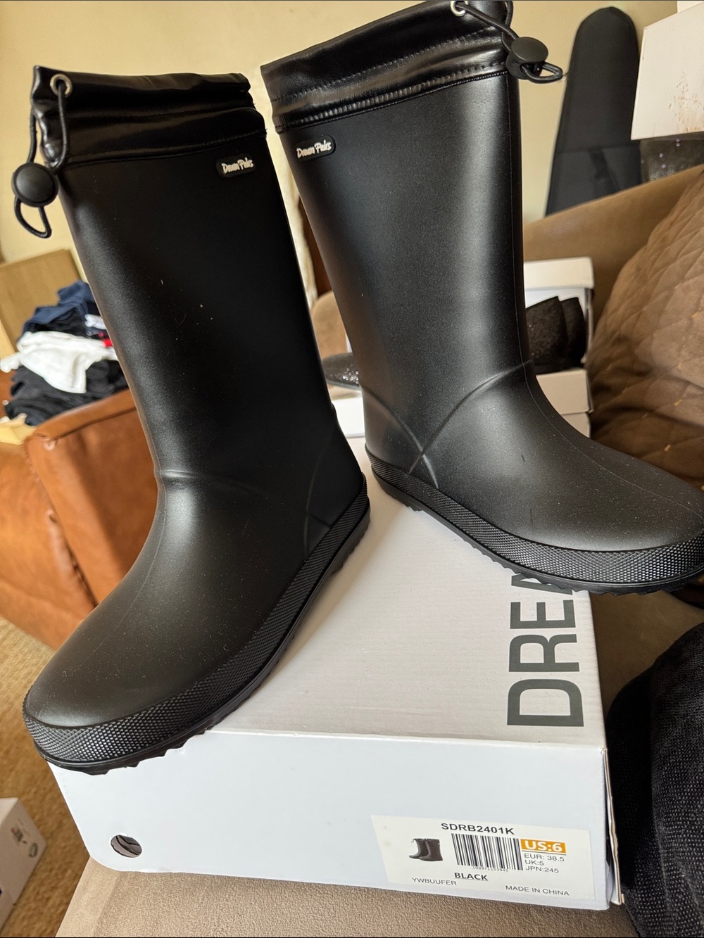 Dream Pairs Black Tall Waterproof Rain Boots